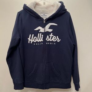 Hollister brand faux fur lined zip up hoodie